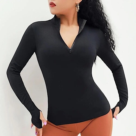 Black long sleeve zip up - Picture 3 of 10